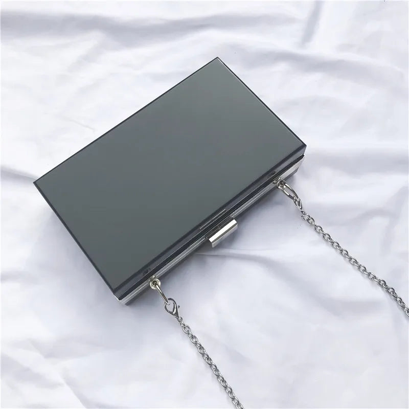 BELLA JOY New Acrylic Transparent Women Clutch Bag Chain  Women Messenger Bag Evening Bag Handbag Chain Shoulder Bag