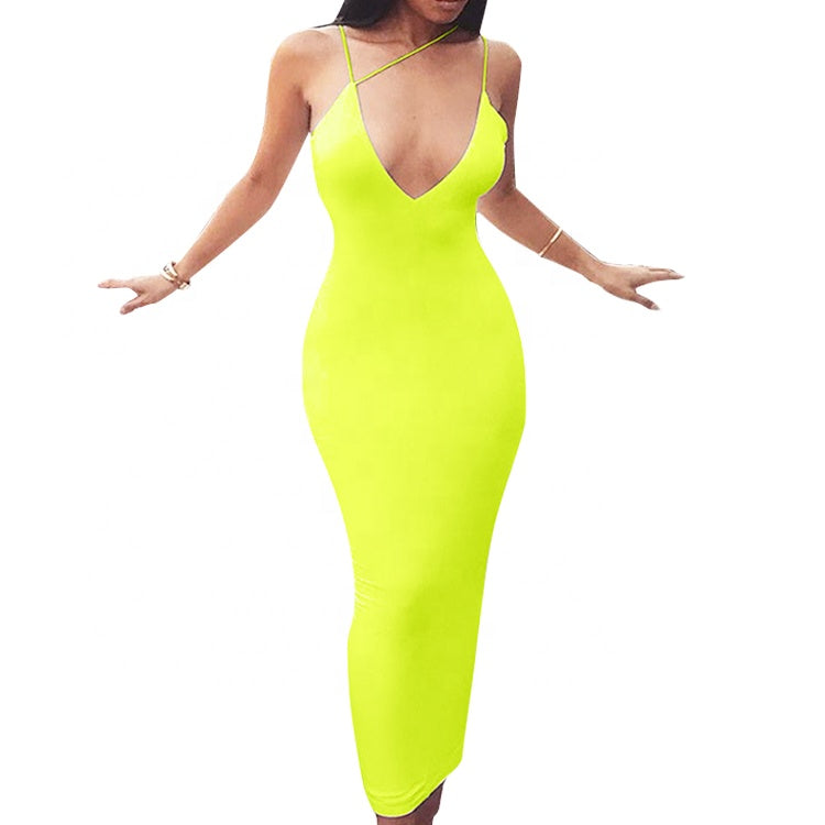 Wholesale Hot Sale Spaghetti Strap 2021 New Ladies Summer Sexy Dress Women Party Maxi Night Dress Close Fitting Long Dress