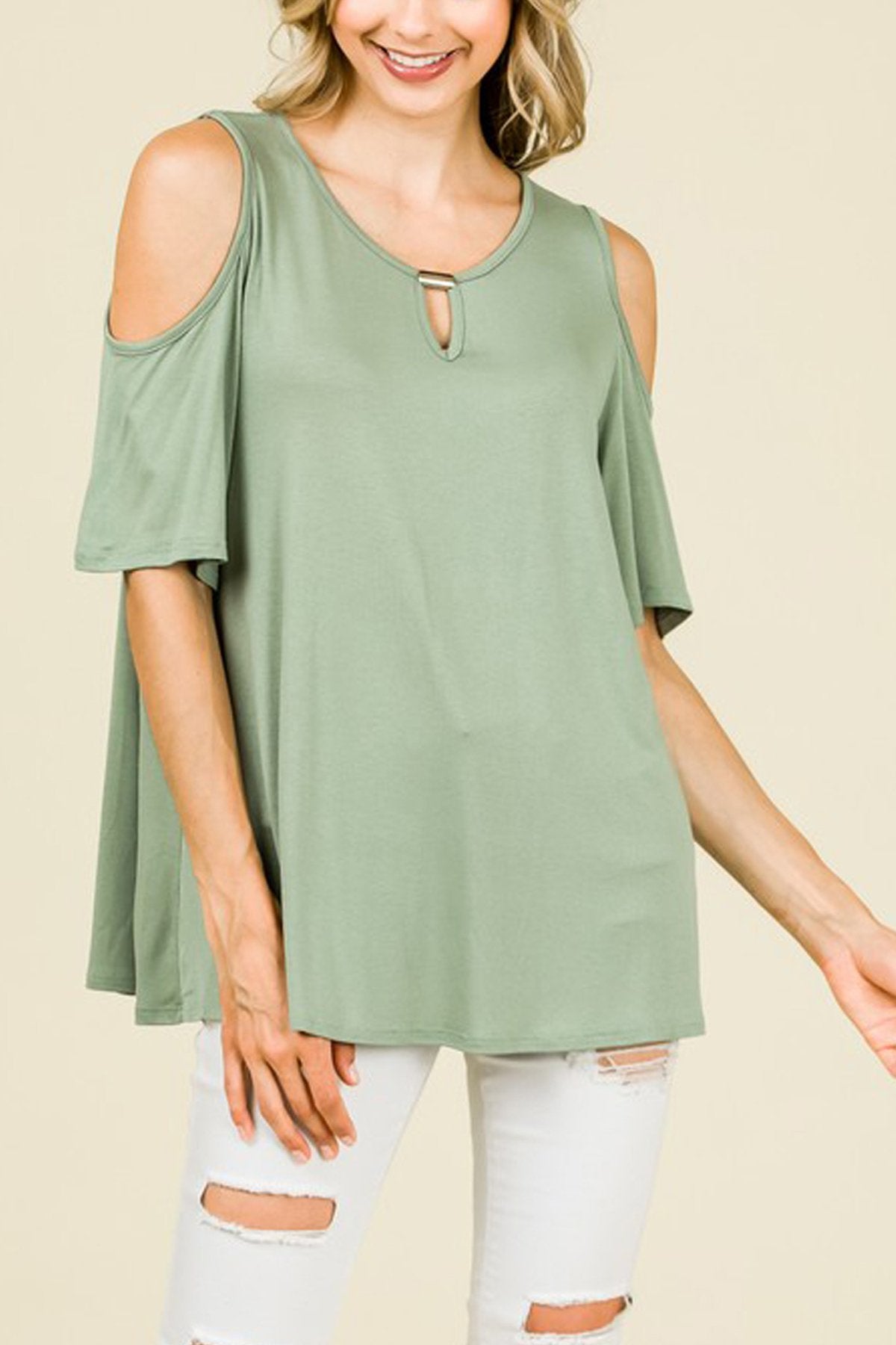 Short Sleeve Cold-Shoulder Top