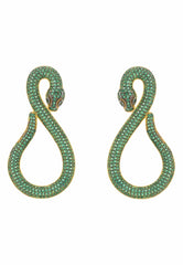 Asp Snake Drop Earrings Gold Emerald