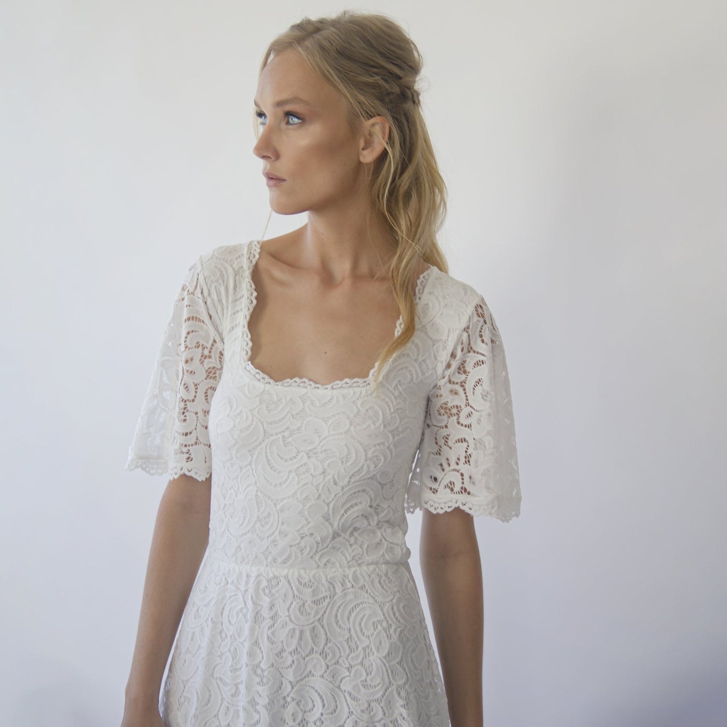 Square Neckline , Bohemian Butterfly Sleeves #1276