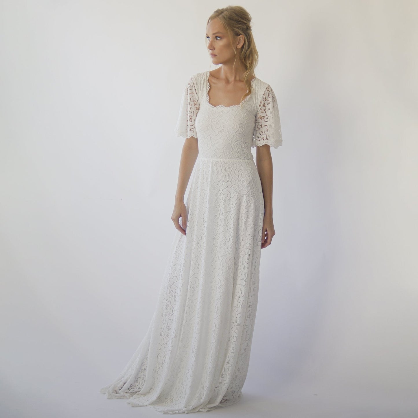 Square Neckline , Bohemian Butterfly Sleeves #1276