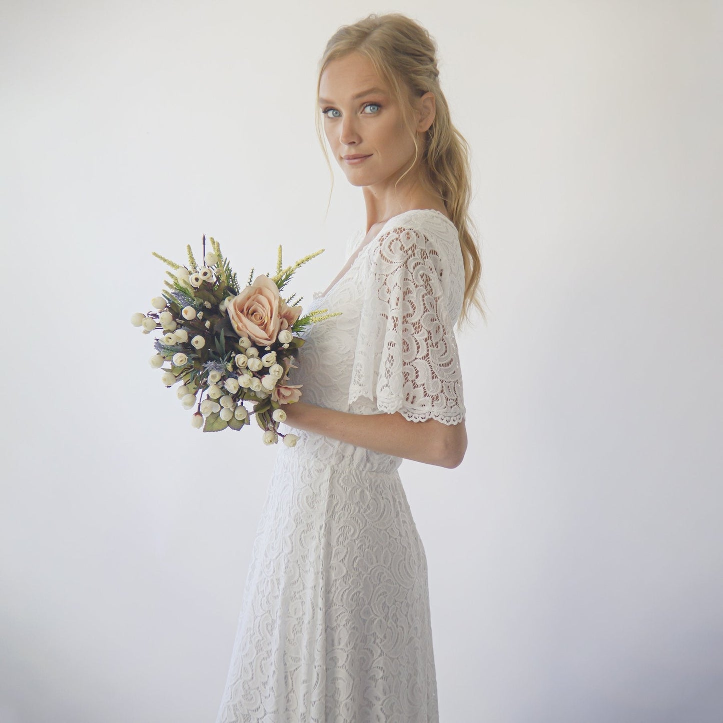 Square Neckline , Bohemian Butterfly Sleeves #1276