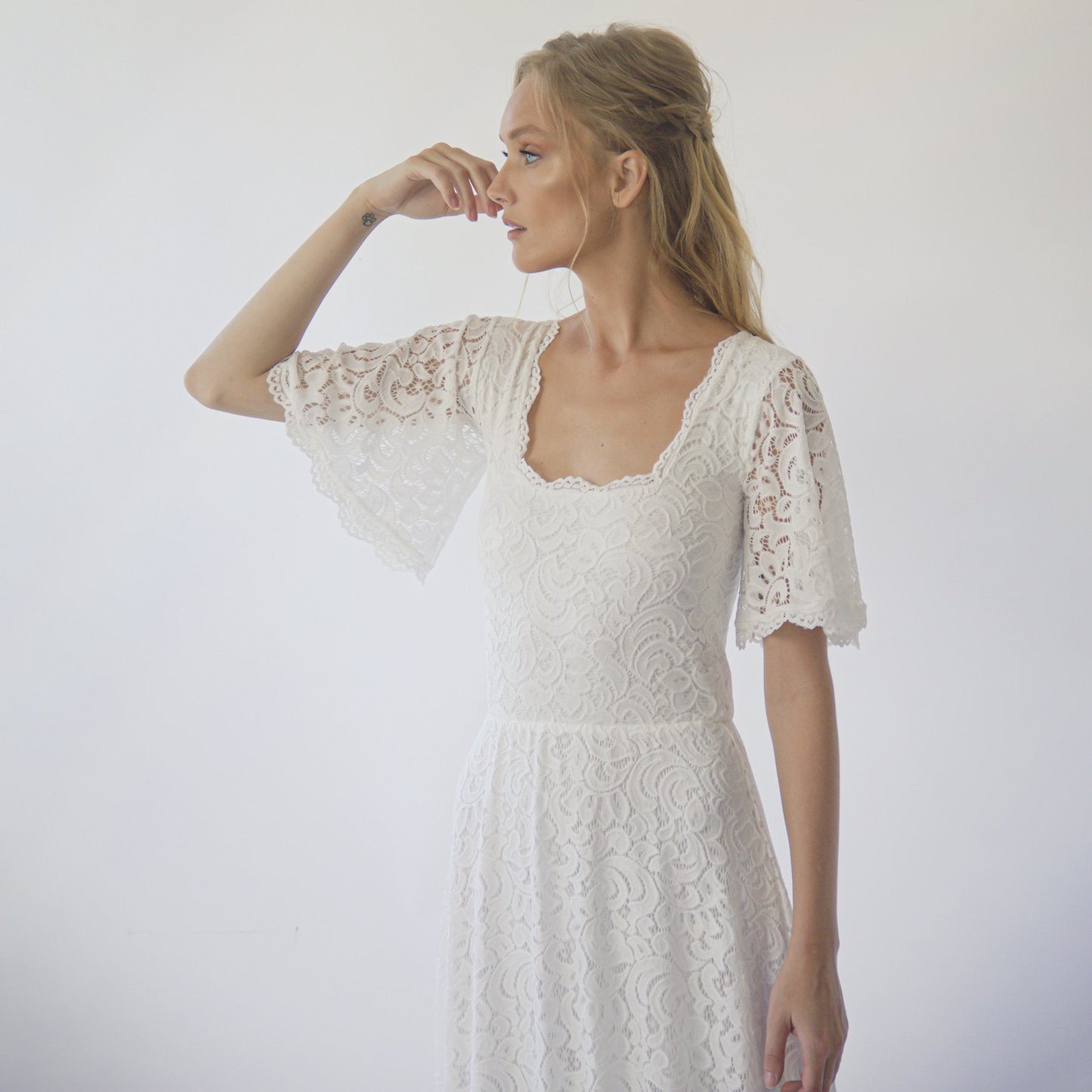 Square Neckline , Bohemian Butterfly Sleeves #1276