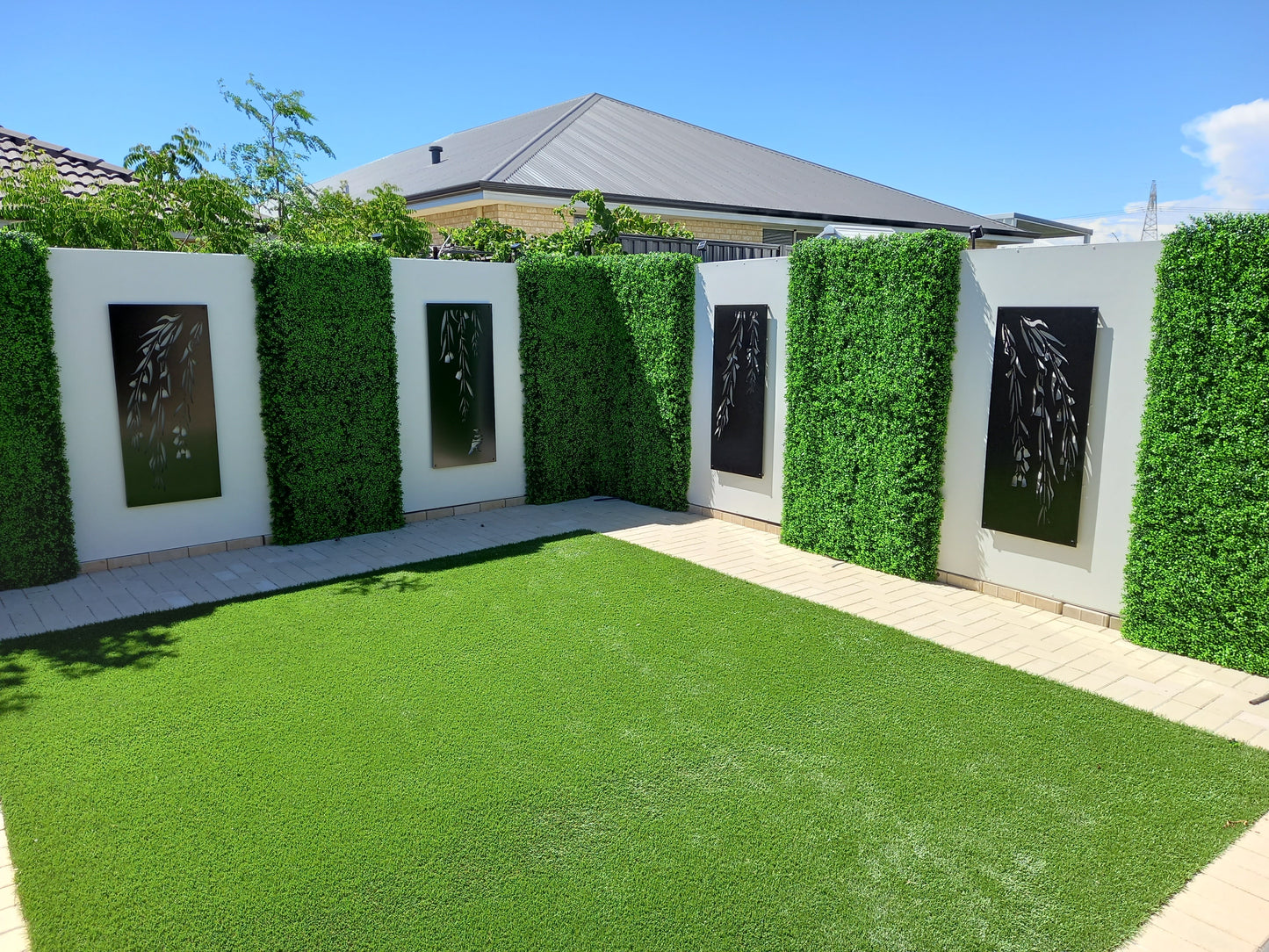 Dense Buxus Artificial Hedge Tile / Fake Vertical Garden 1m X 1m UV Resistant