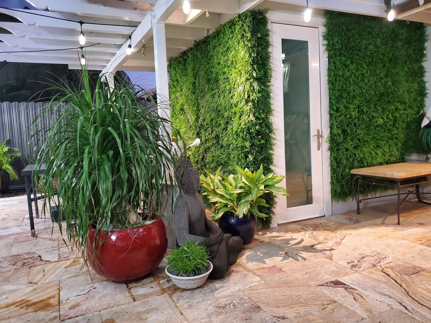 Dense Fern Artificial Hedge / Fake Green Wall DIY Vertical Garden 1m X 1m  UV Resistant