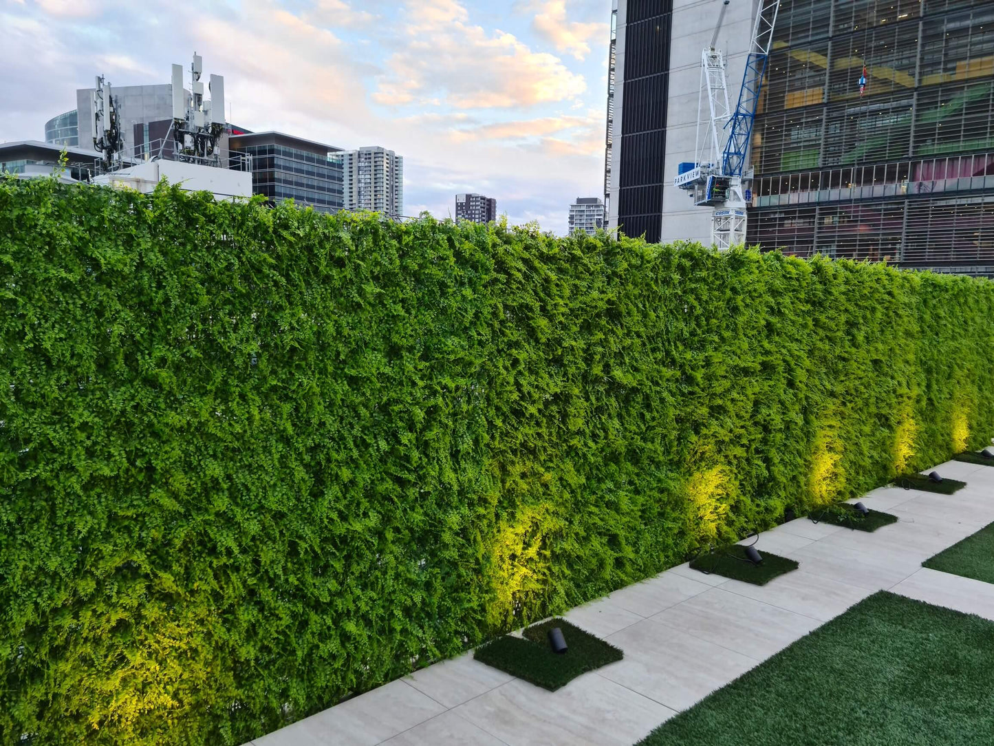 Dense Fern Artificial Hedge / Fake Green Wall DIY Vertical Garden 1m X 1m  UV Resistant