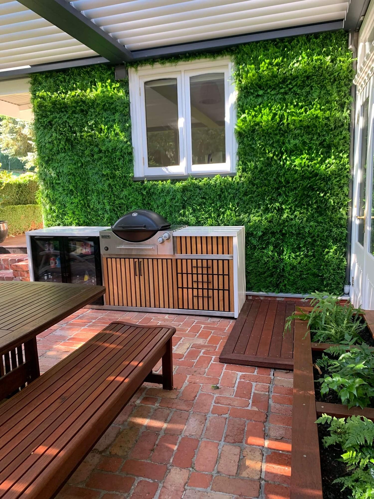 Dense Fern Artificial Hedge / Fake Green Wall DIY Vertical Garden 1m X 1m  UV Resistant