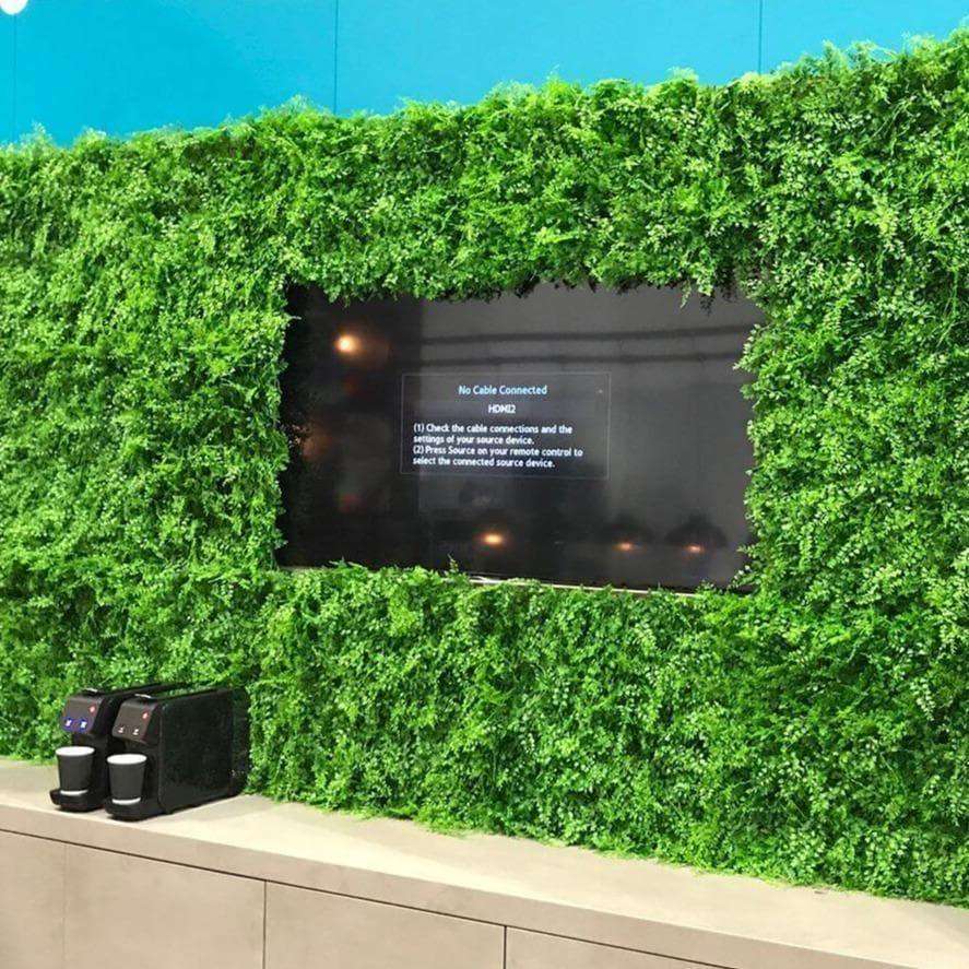 Dense Fern Artificial Hedge / Fake Green Wall DIY Vertical Garden 1m X 1m  UV Resistant