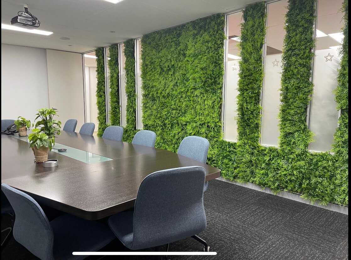 Dense Fern Artificial Hedge / Fake Green Wall DIY Vertical Garden 1m X 1m  UV Resistant