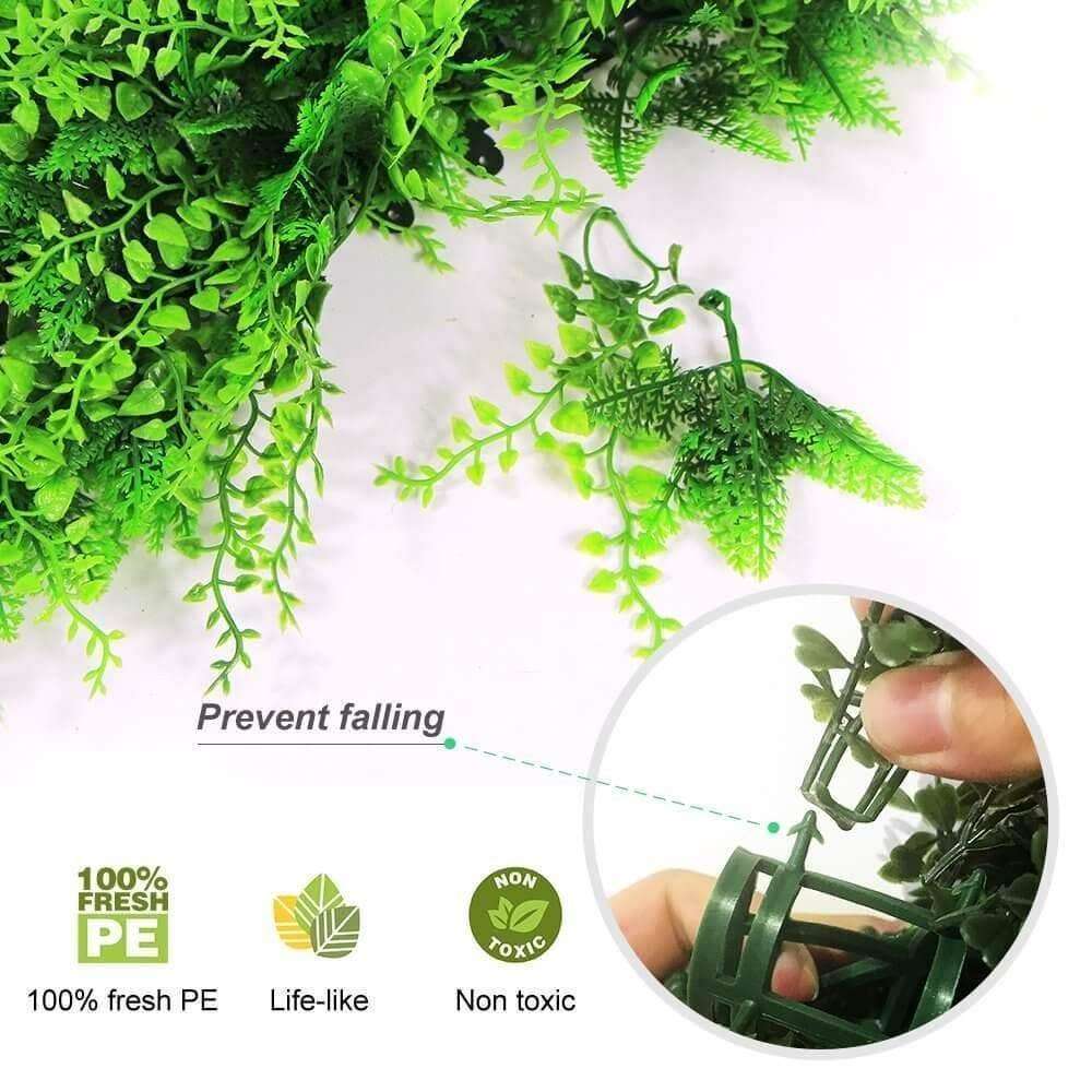 Dense Fern Artificial Hedge / Fake Green Wall DIY Vertical Garden 1m X 1m  UV Resistant