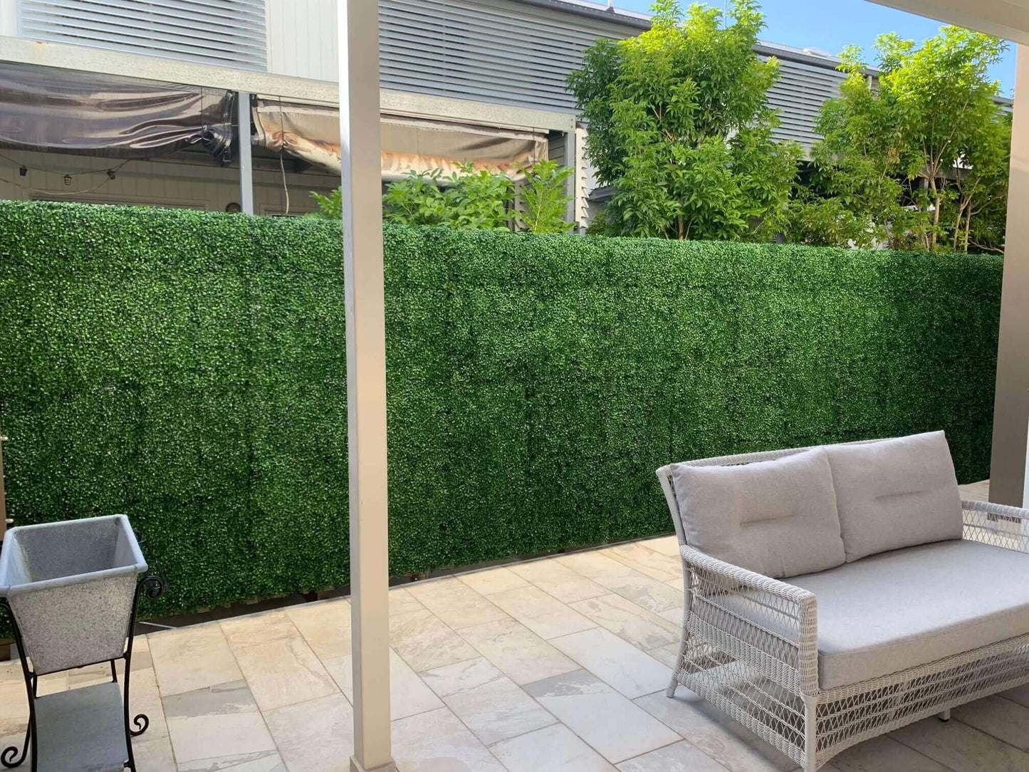 English Boxwood Artificial Hedge Panel Green Wall 1m X 1m UV Resistant