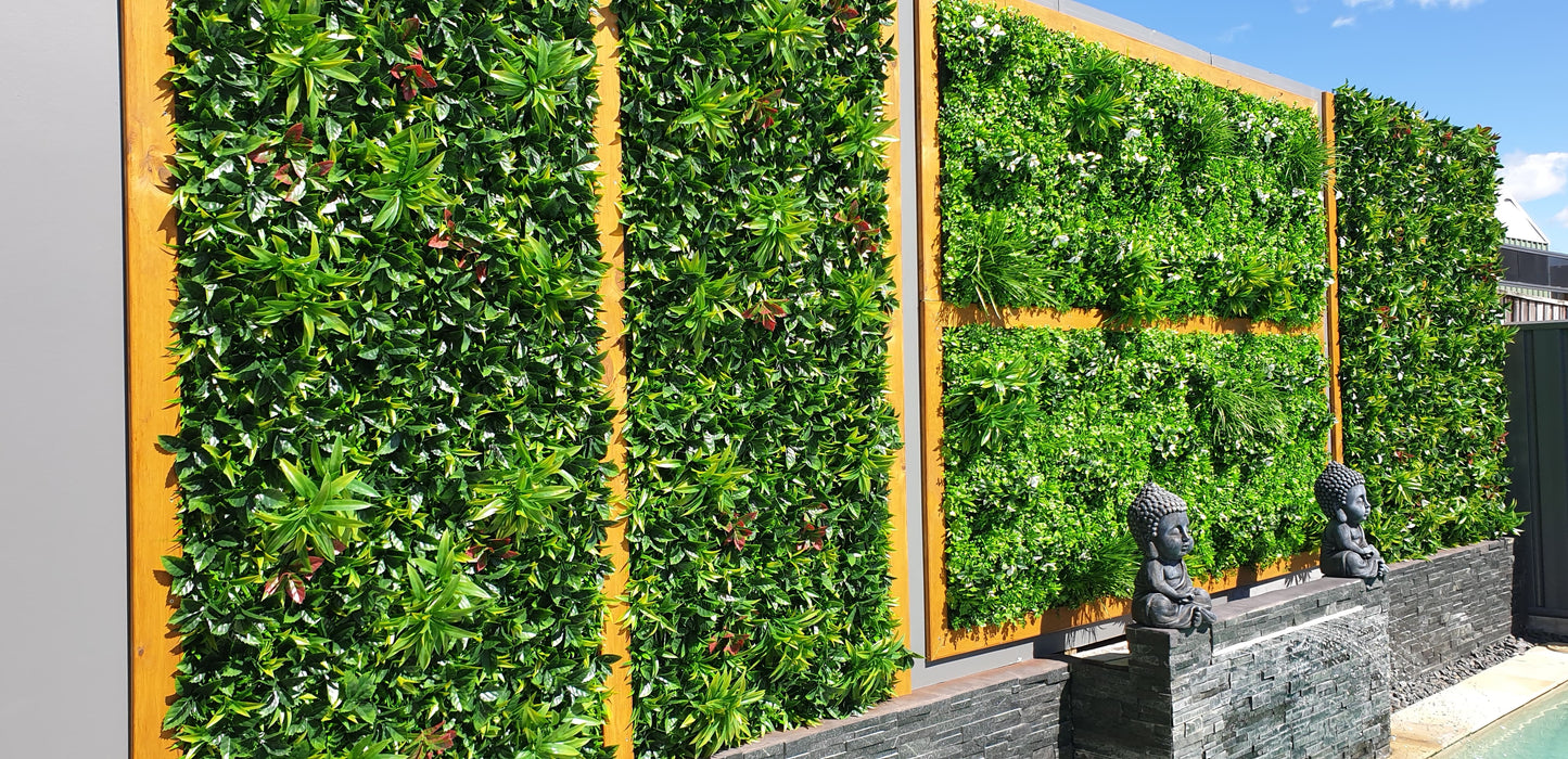 Green Meadows Artificial Vertical Garden / Fake Green Wall 1m X 1m UV Resistant
