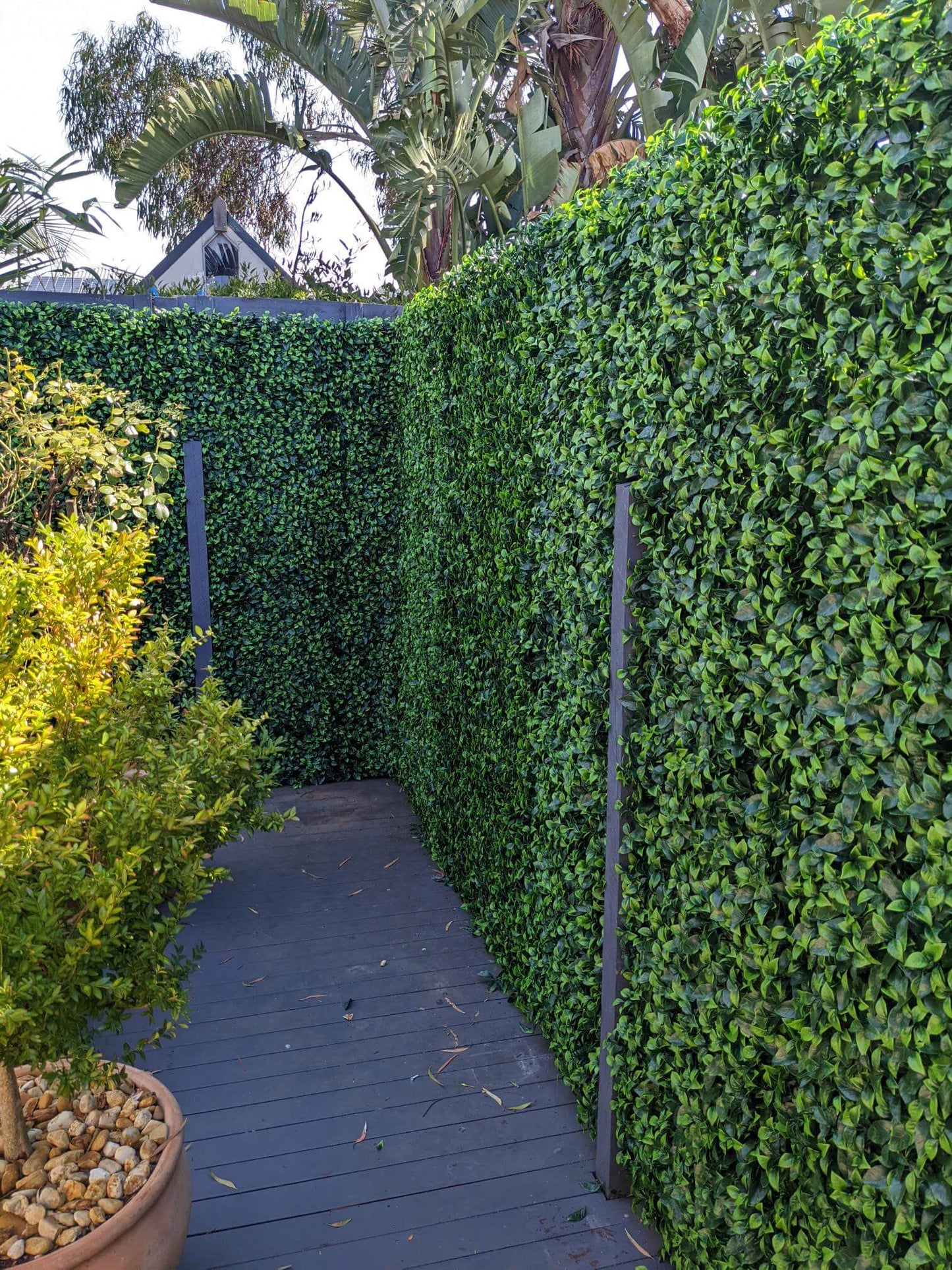 Jasmine Artificial Hedge Screen / Green Wall Panel 100cm X 100cm UV Resistant