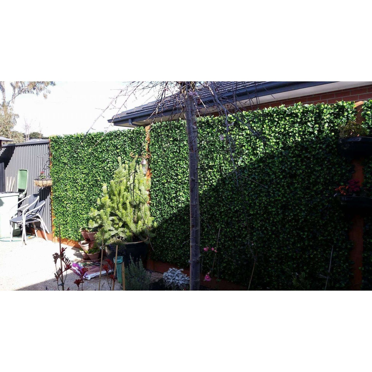 Jasmine Artificial Hedge Screen / Green Wall Panel 100cm X 100cm UV Resistant