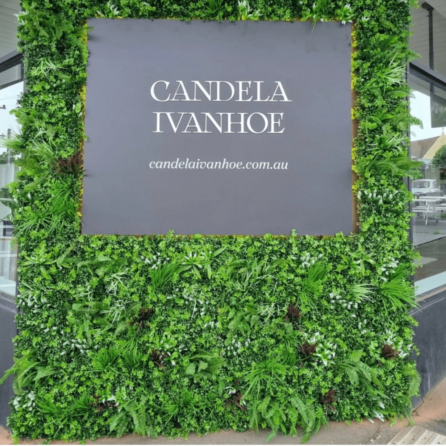 Luxury Vista Green Artificial Vertical Garden / Fake Green Wall 100cm X 100cm UV Resistant