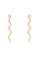 Medusa Long Serpent Stud Earrings Gold