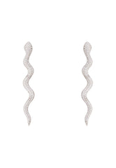 Medusa Long Serpent Stud Earrings Silver