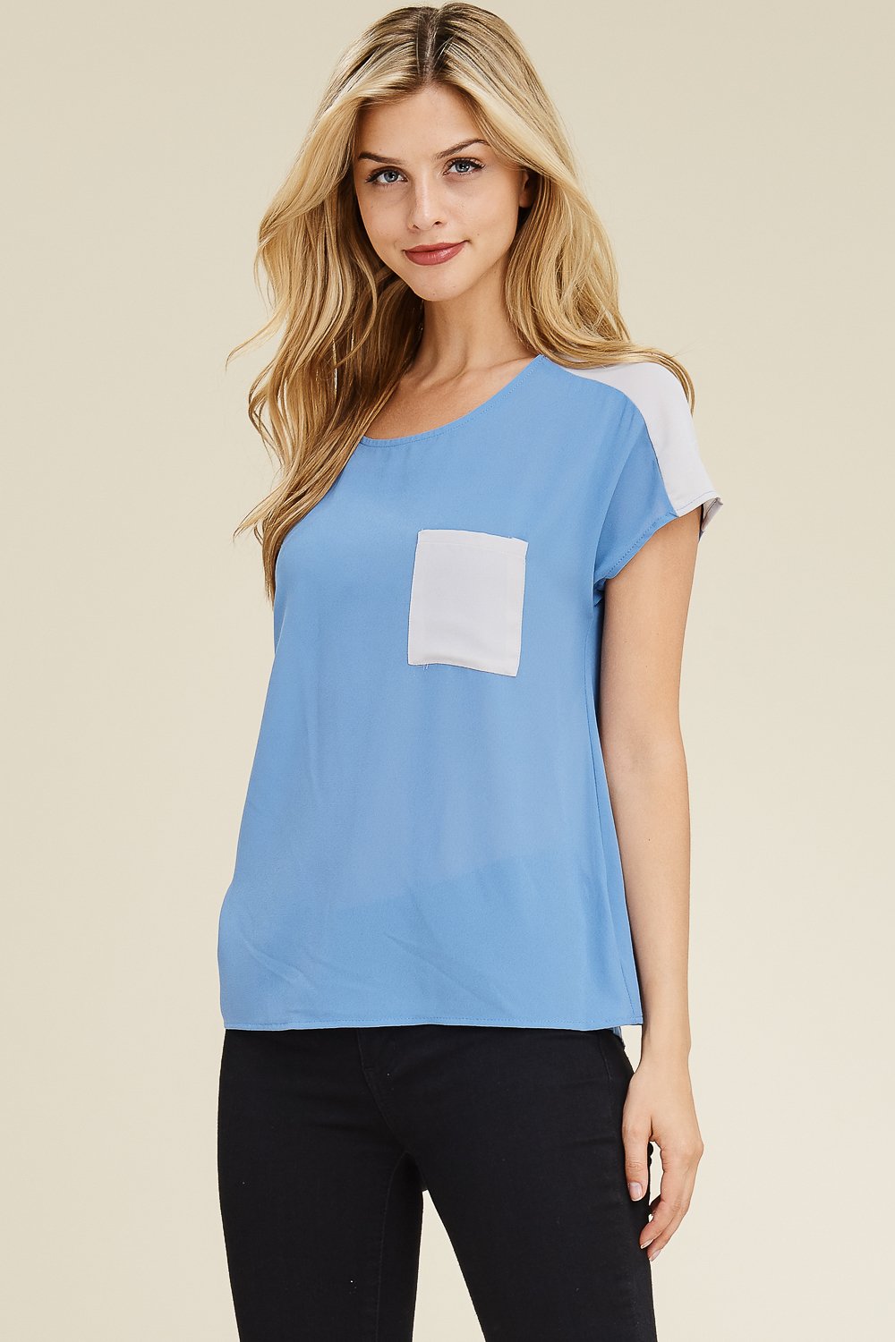 Two Tone Pocket Blouse