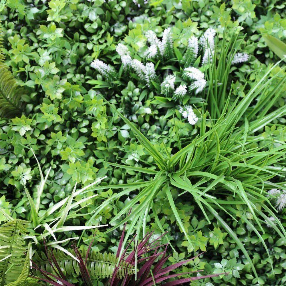 Luxury Vista Green Artificial Vertical Garden / Fake Green Wall 100cm X 100cm UV Resistant