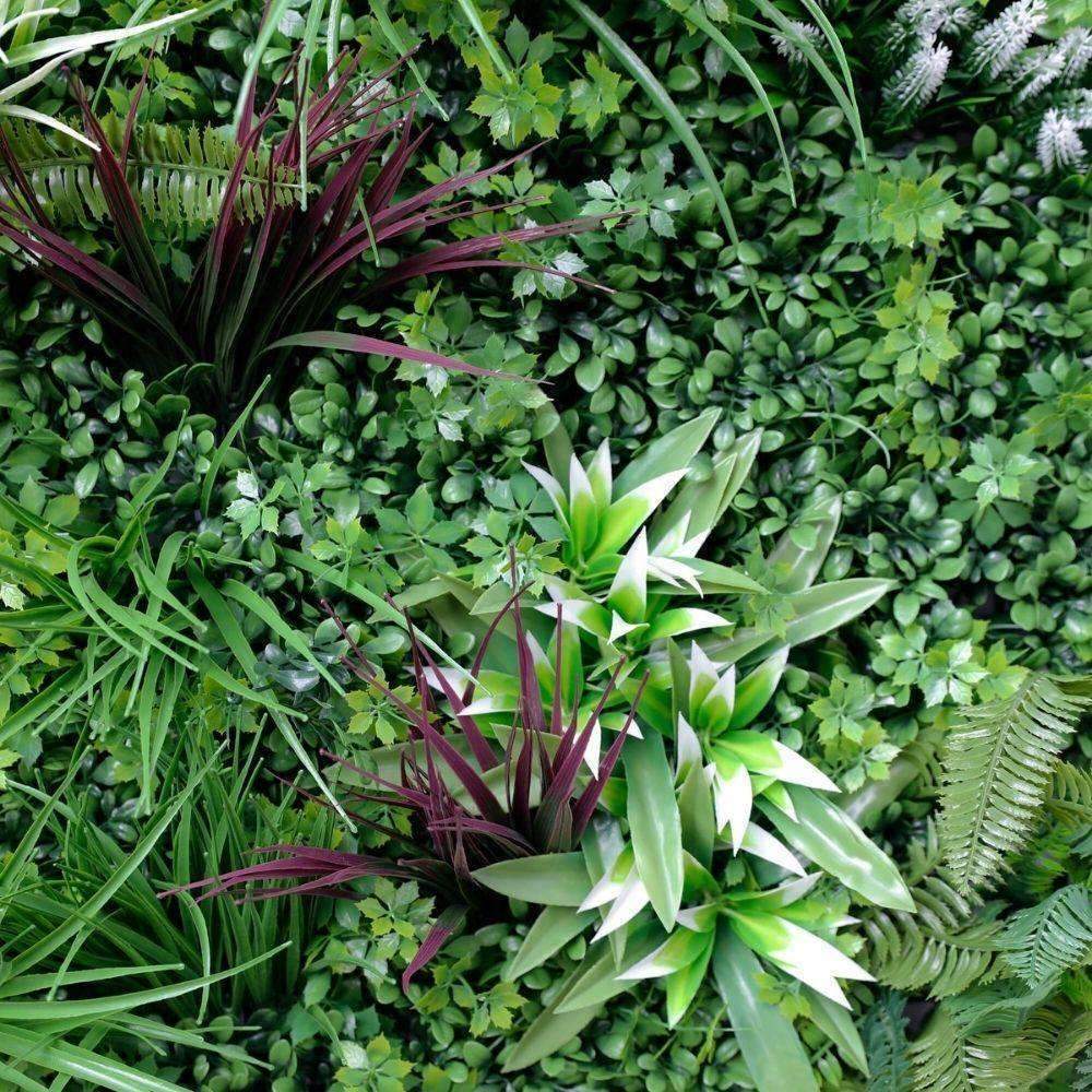 Luxury Vista Green Artificial Vertical Garden / Fake Green Wall 100cm X 100cm UV Resistant