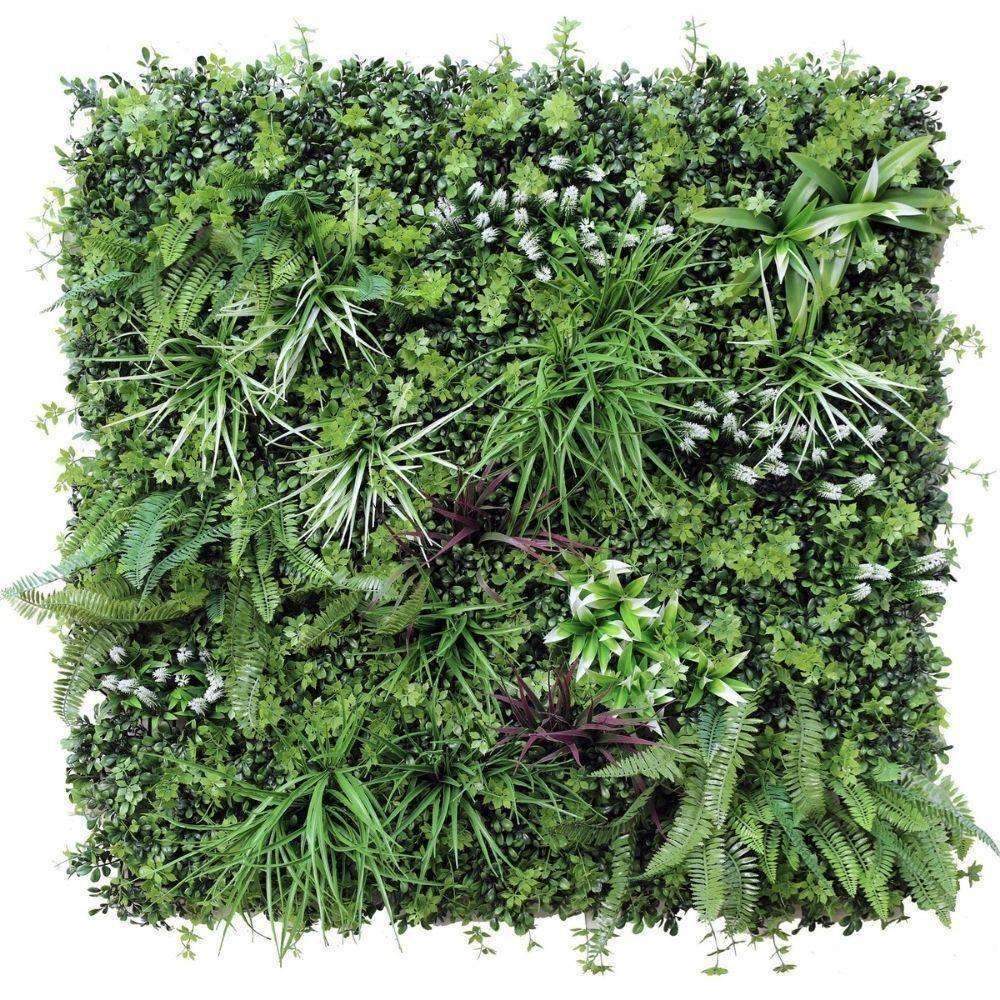 Luxury Vista Green Artificial Vertical Garden / Fake Green Wall 100cm X 100cm UV Resistant