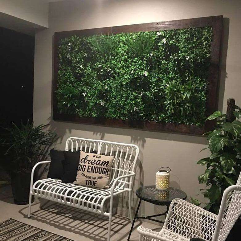 Luxury White Lily Artificial Vertical Garden / Fake Green Wall 1m X 1m UV Resistant