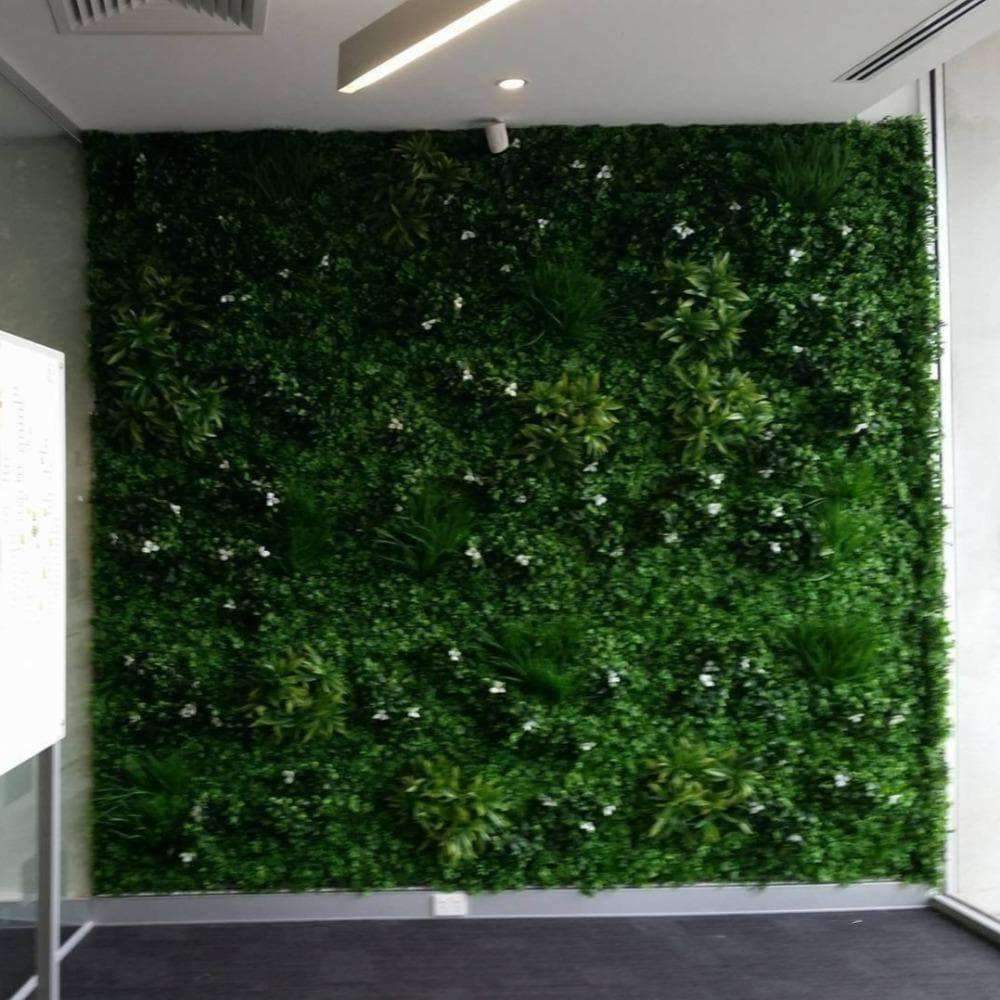 Luxury White Lily Artificial Vertical Garden / Fake Green Wall 1m X 1m UV Resistant