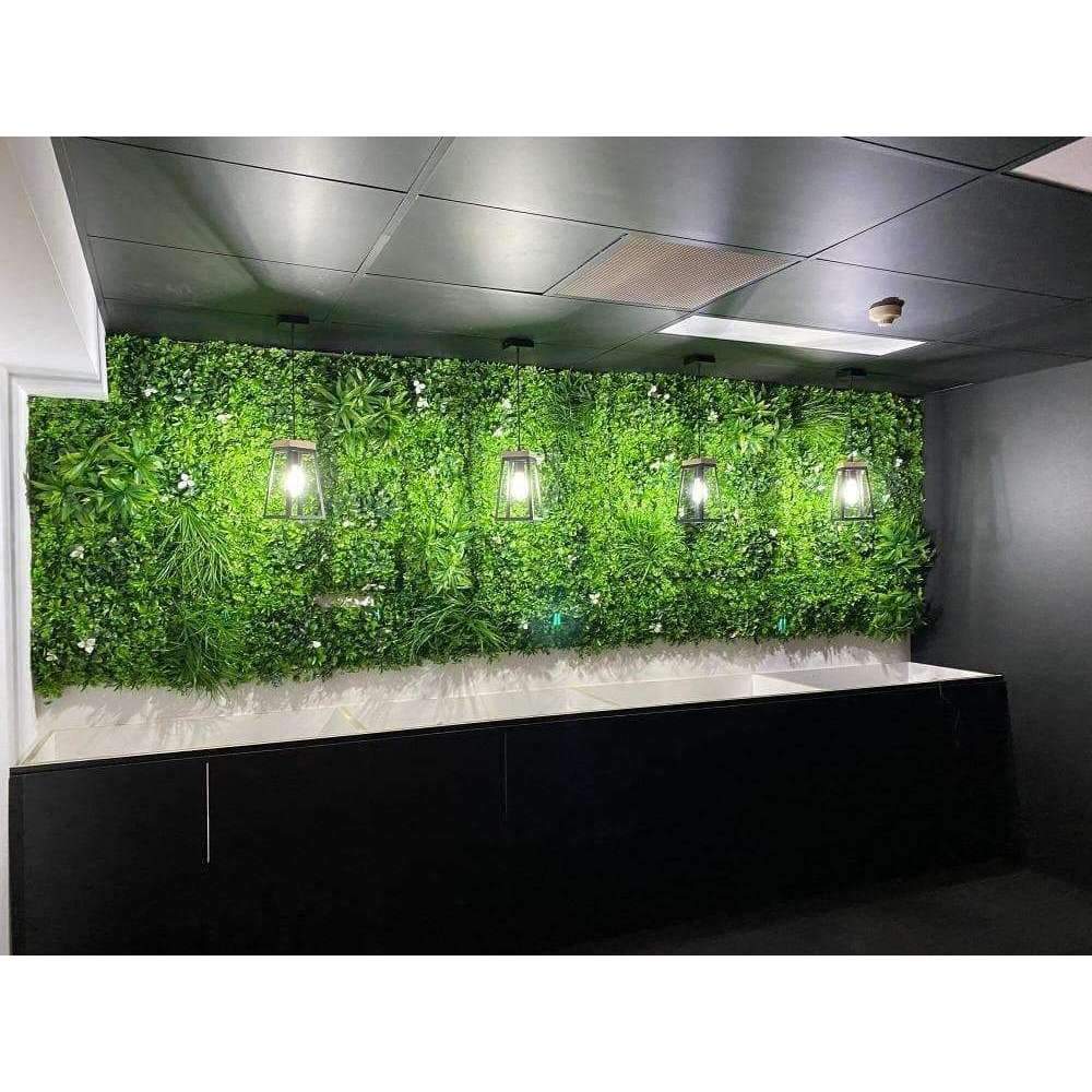 Luxury White Lily Artificial Vertical Garden / Fake Green Wall 1m X 1m UV Resistant