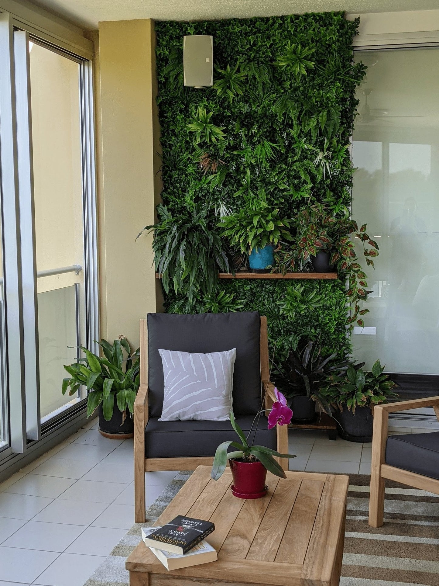 Wild Tropics Artificial Vertical Garden / Fake Green Wall 1m X 1m UV Resistant