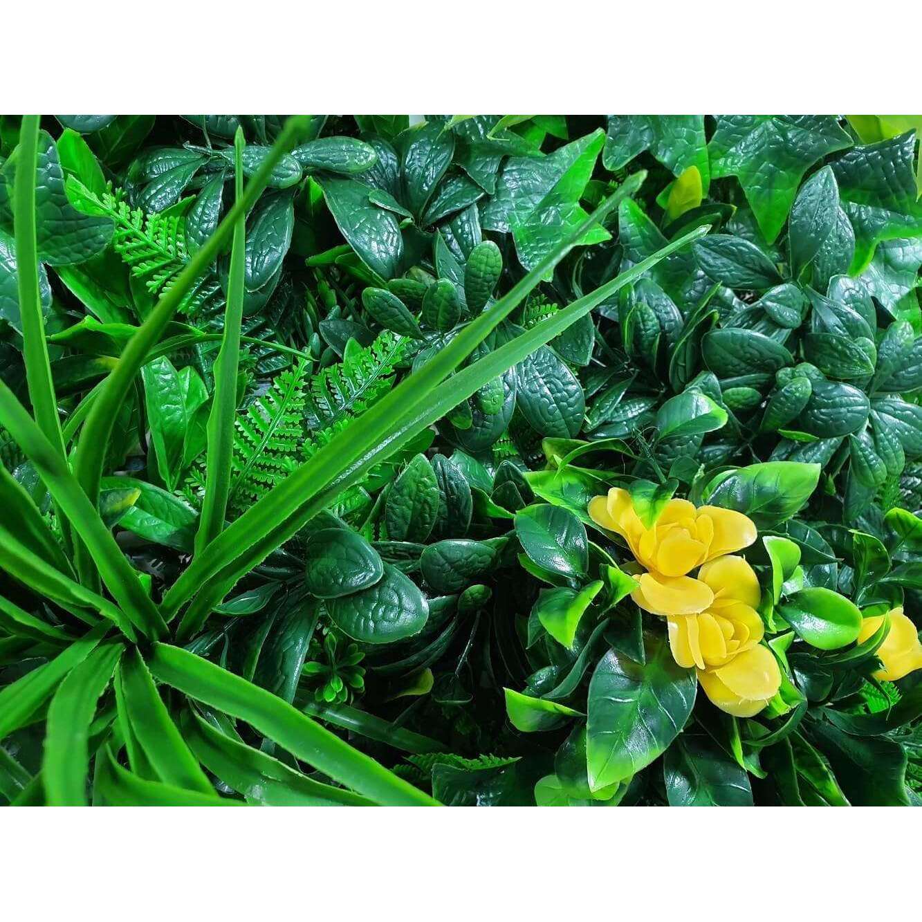 Yellow Rose Artificial Vertical Garden / Fake Green Wall 100cm X 100cm UV Resistant